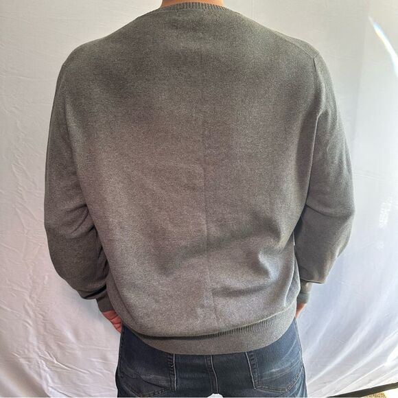 Men's Gray V-Neck Sweater - Picture 2 of 5